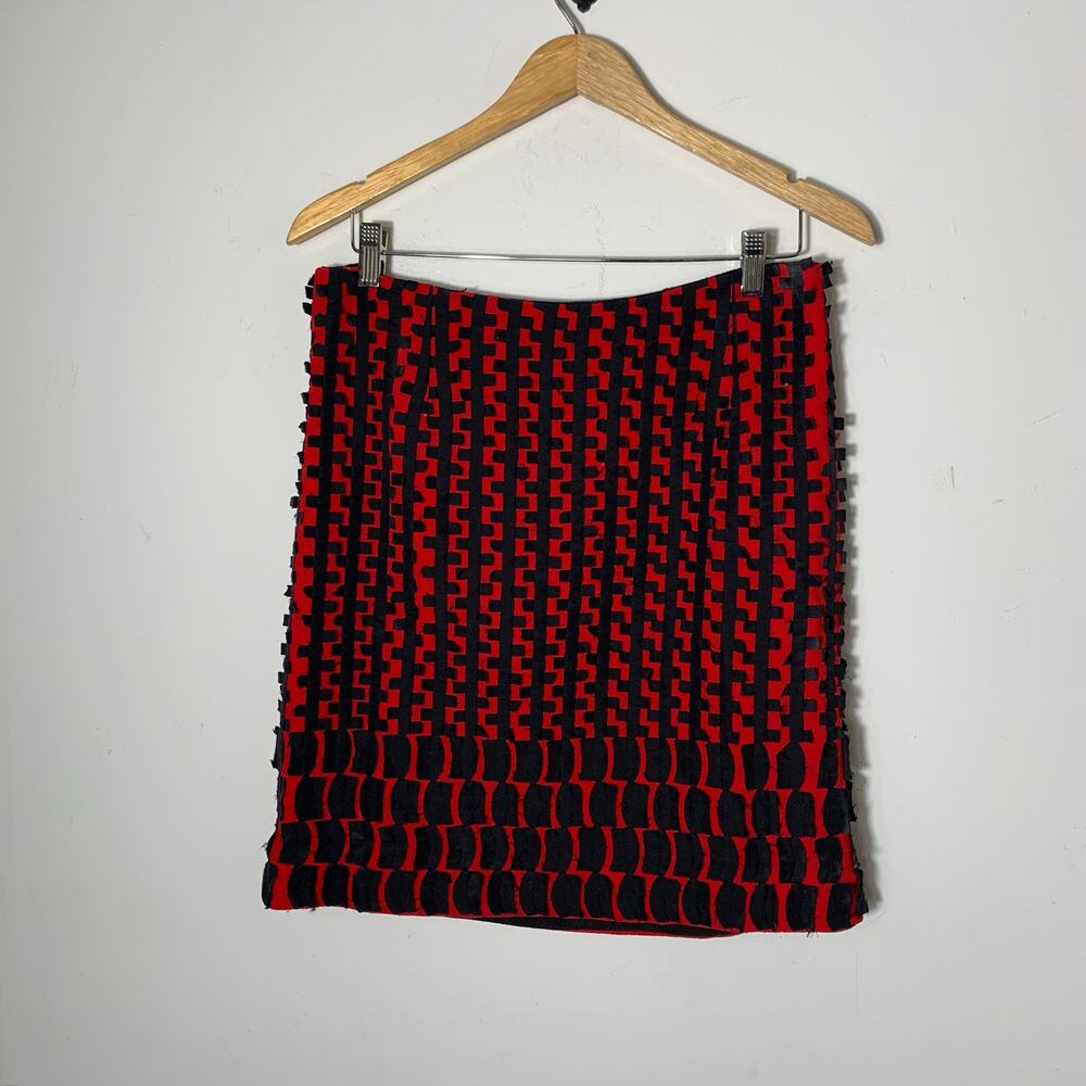 Womens Per Se Red Wool Skirt Size 8 EUC!